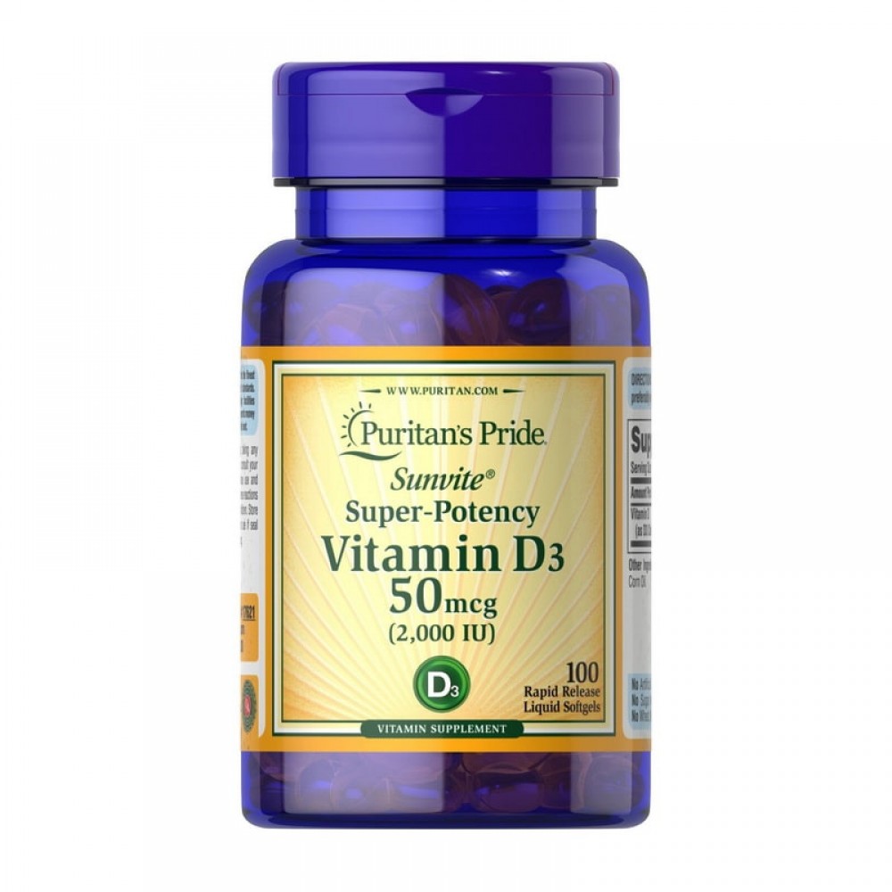 Puritan's Pride Vitamin D3 50 mcg 2000 IU (100 softgels) Puritan's Pride Vitamin D3 50 mcg 2000 IU (100 softgels)