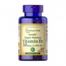 Puritan's Pride Vitamin D3 50 mcg 2,000 IU 200 softgels Puritan's Pride Vitamin D3 50 mcg 2,000 IU 200 softgels