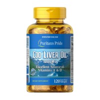 Puritan's Pride Cod Liver Oil 1000 mg Vitamins A&D (120 softgels)