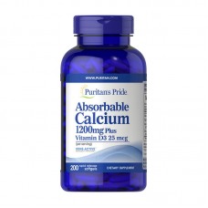 Puritan's Pride Absorbable Calcium 1200 mg Plus Vitamin D3 25 mcg (200 softgels)