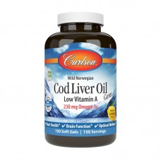 Carlson Labs Cod Liver Oil Low Vitamin A 230 mg Omega-3s wild norwegian (150 soft gels, lemon)