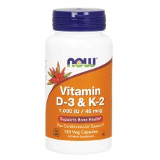 NOW Vitamin D-3 & K-2 1000 IU/45 mcg (120 veg caps)