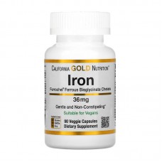 California Gold Nutrition Iron 36 mg (90 veg caps)