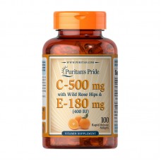 Puritan's Pride Vitamin C-500 mg with Rose Hips & E-180 mg (100 softgels)