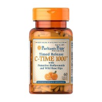 Puritan's Pride C-TIME 1000 Time Release with Bioflavonoids and Wild Rose Hips (60 caplets)
