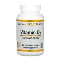 California Gold Nutrition Vitamin D3 125 mcg (5,000 IU) (360 fish gelatin softgels)