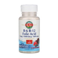 KAL B-6 3 mg B-12 1000 mcg Folic Acid 680 mcg (60 micro tablets, berry) KAL B-6 3 mg B-12 1000 mcg Folic Acid 680 mcg (60 micro tablets, berry)